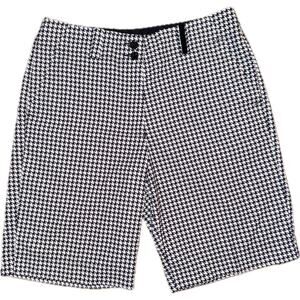 Nike Golf Tour Short Dri-Fit Houndstooth White Black Long Straight Leg Bermuda